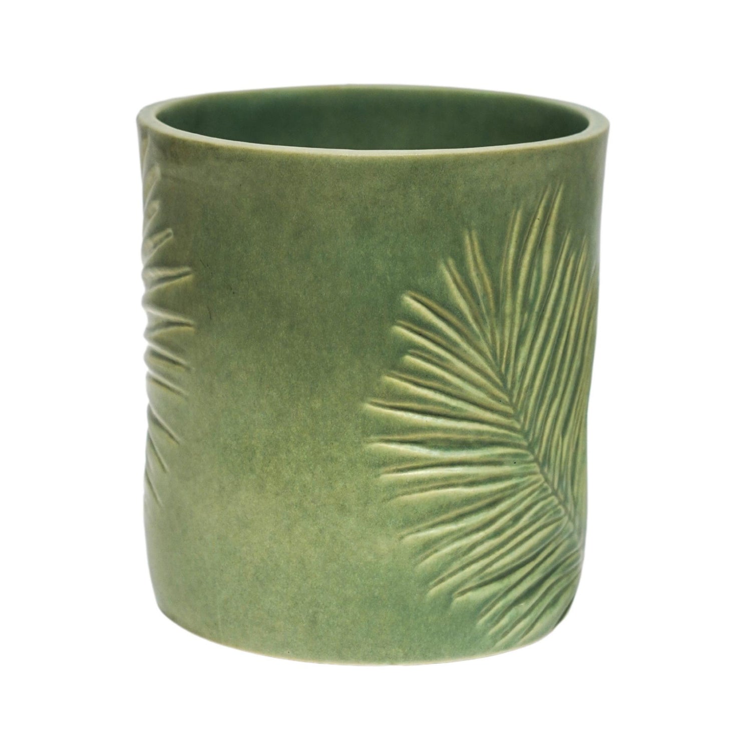 Skandi London Leaf Etched Planter in Olive - Skandi London
