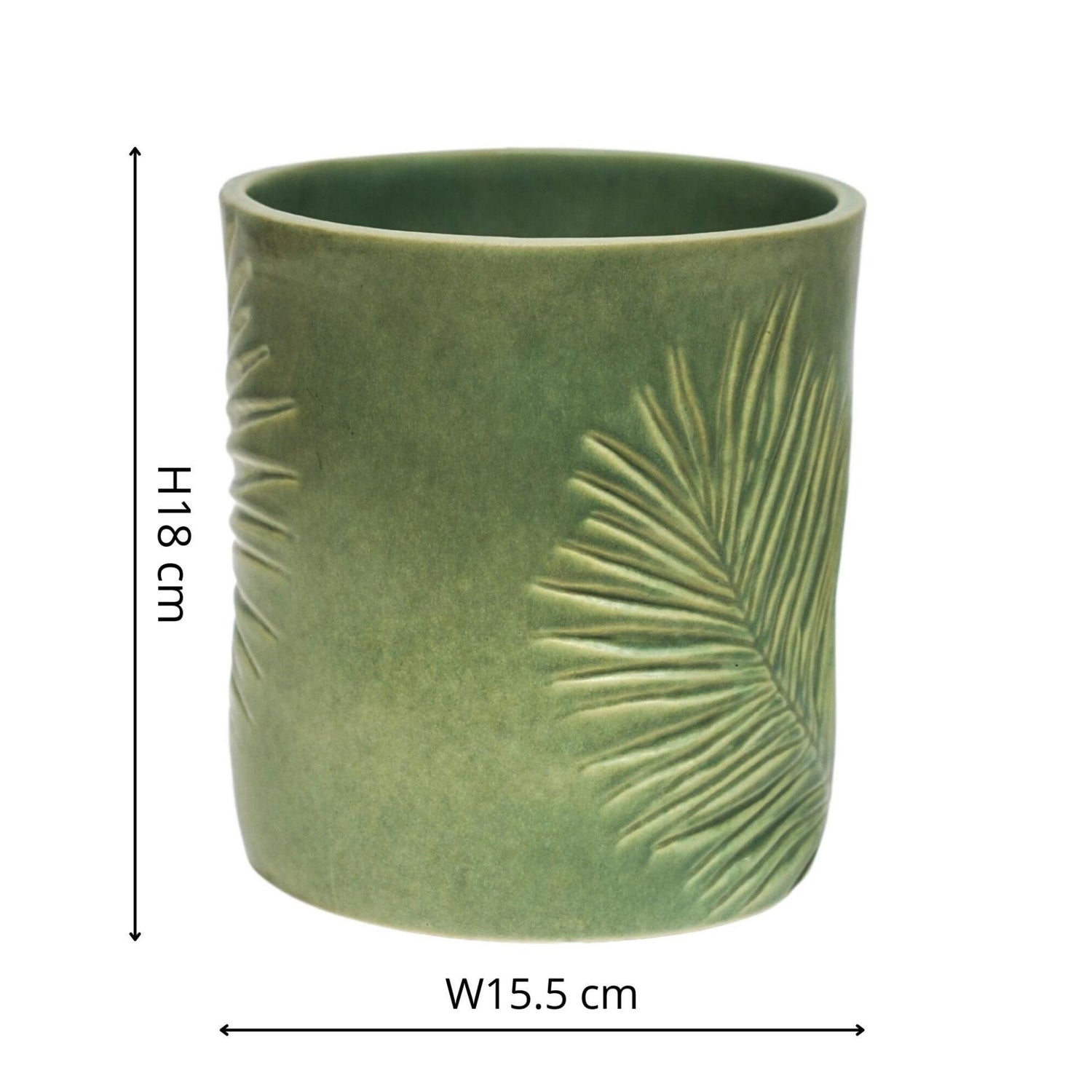 Skandi London Leaf Etched Planter in Olive - Skandi London