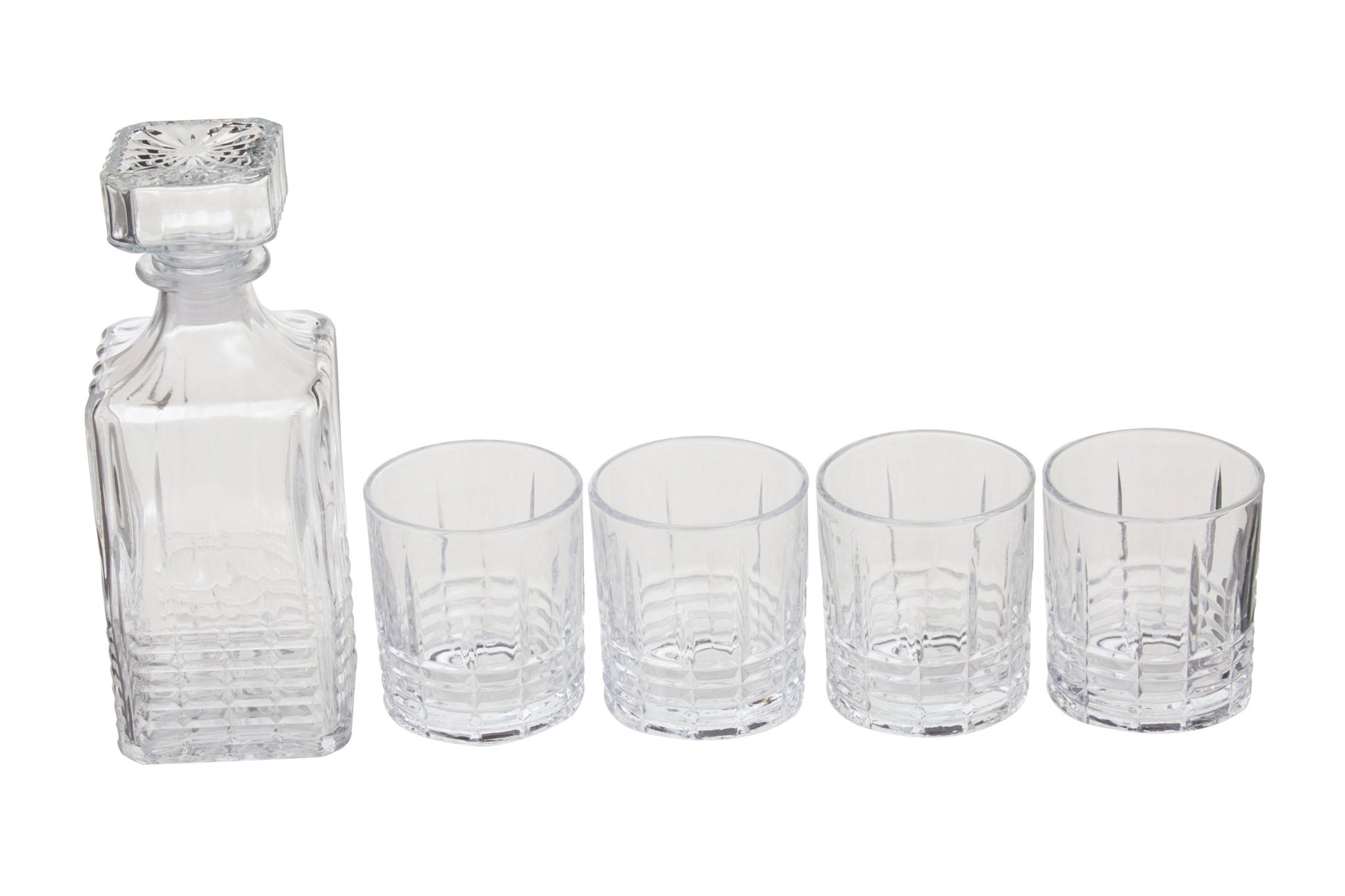 Claus Ribbed Pattern Decanter With Four Glasses - Skandi London