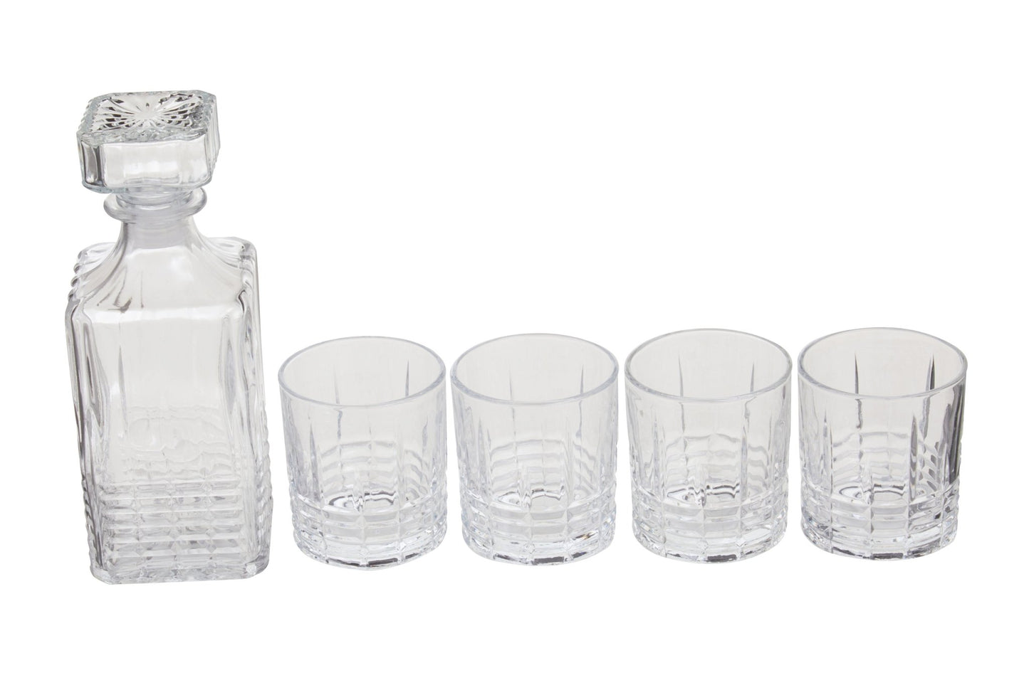 Claus Ribbed Pattern Decanter With Four Glasses - Skandi London