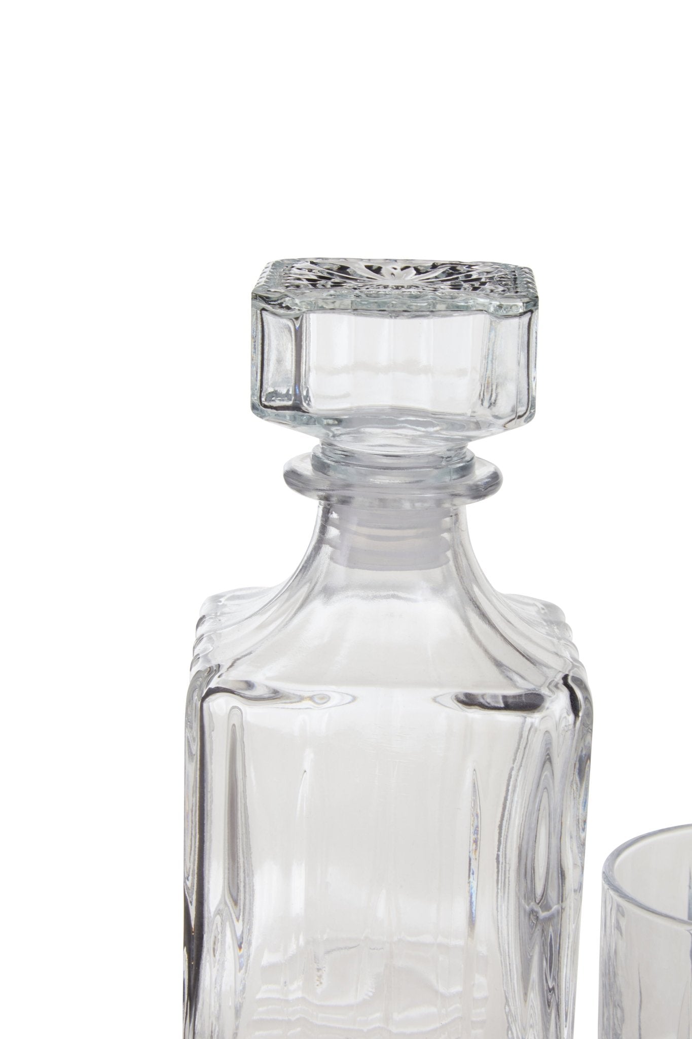 Claus Ribbed Pattern Decanter With Four Glasses - Skandi London