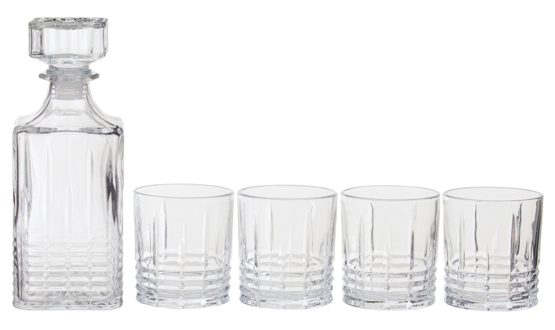 Claus Ribbed Pattern Decanter With Four Glasses - Skandi London