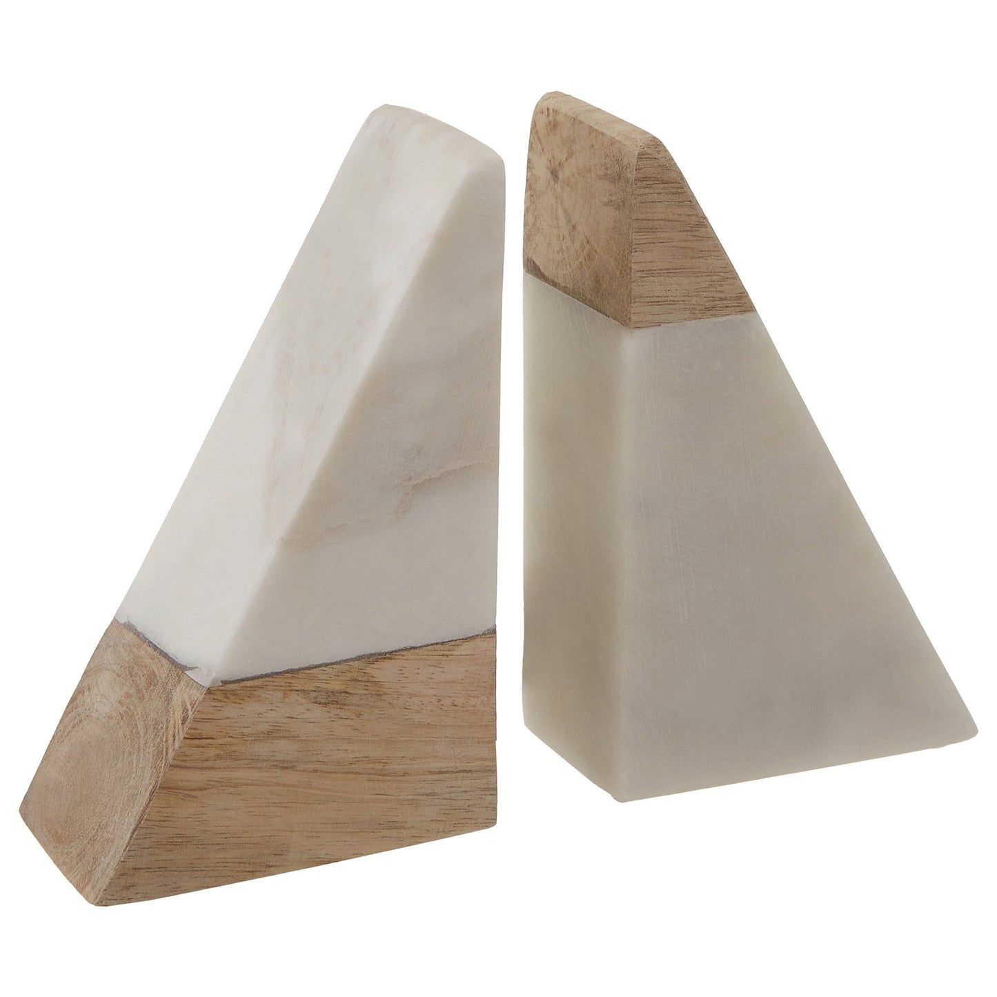 Njord White Marble And Mango Wood Bookends - Skandi London