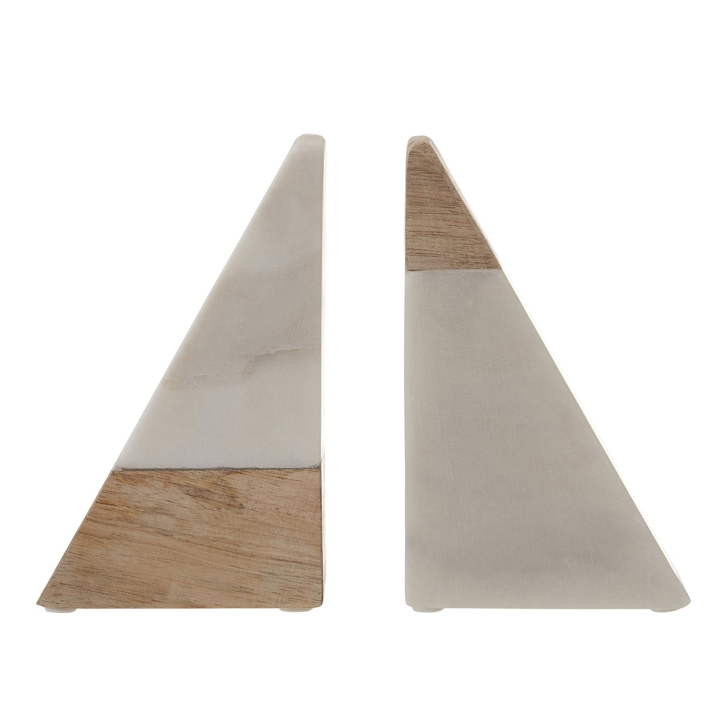 Njord White Marble And Mango Wood Bookends - Skandi London