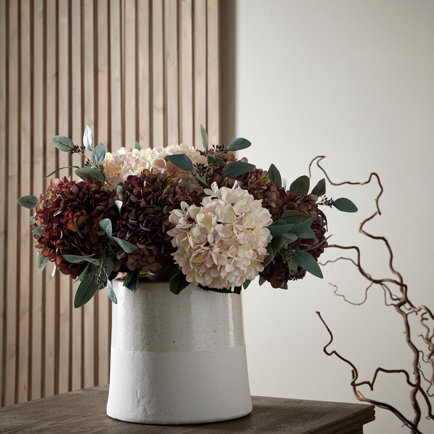 Skandi London White With Grey Detail Large Cylindrical Ceramic Vase - Skandi London