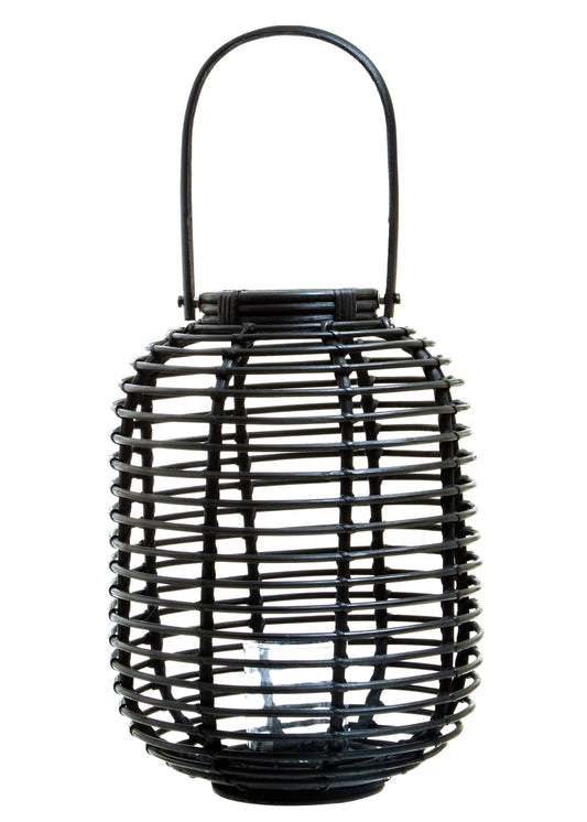 Kai Small Black Natural Rattan Lantern - Skandi London