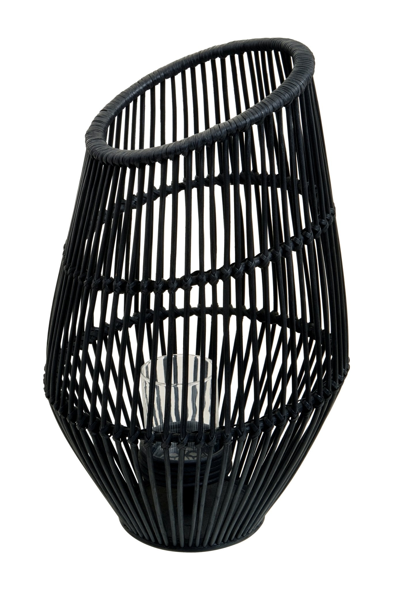 Kai Large Black Natural Rattan Lantern - Skandi London