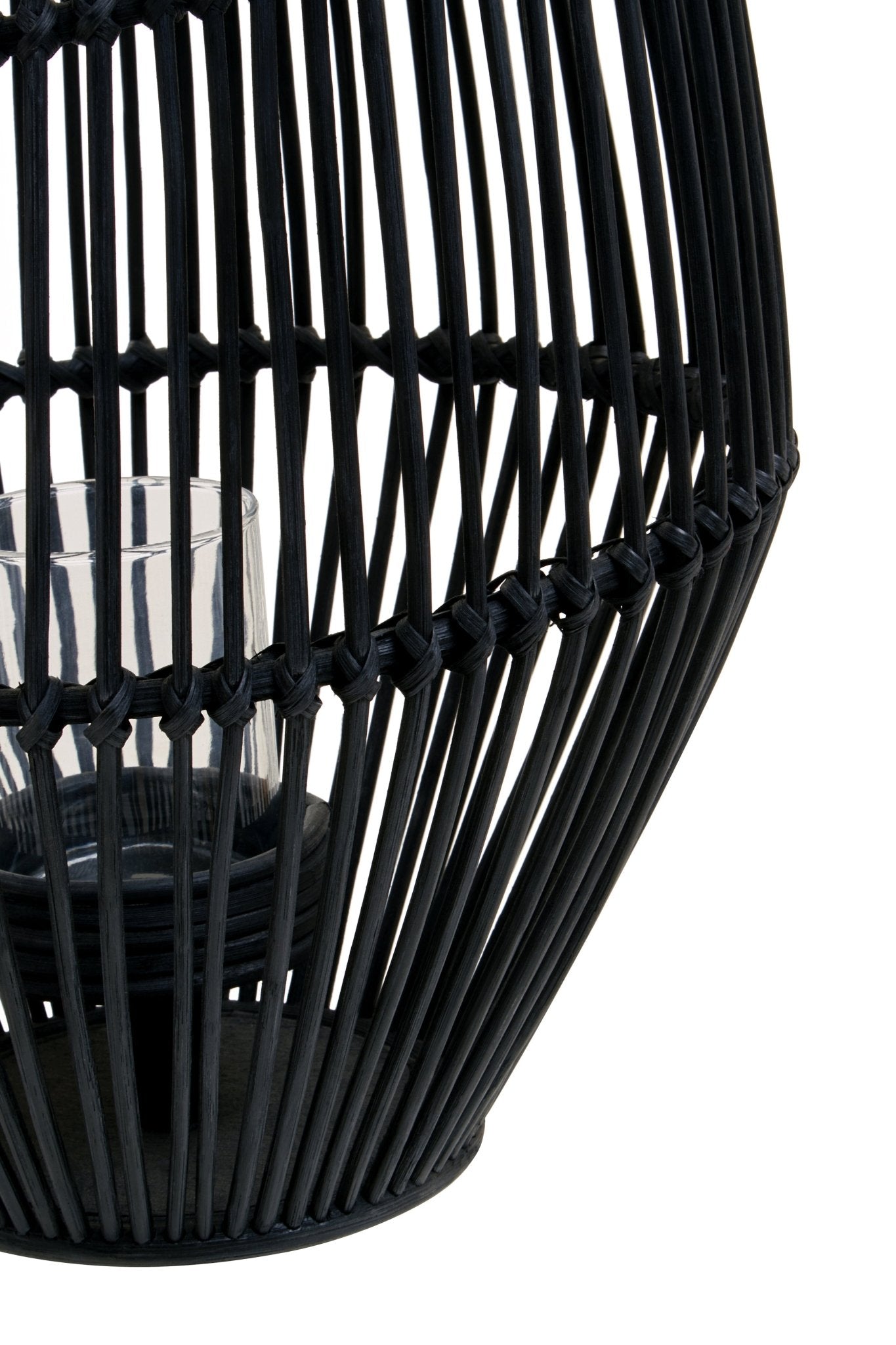 Kai Large Black Natural Rattan Lantern - Skandi London