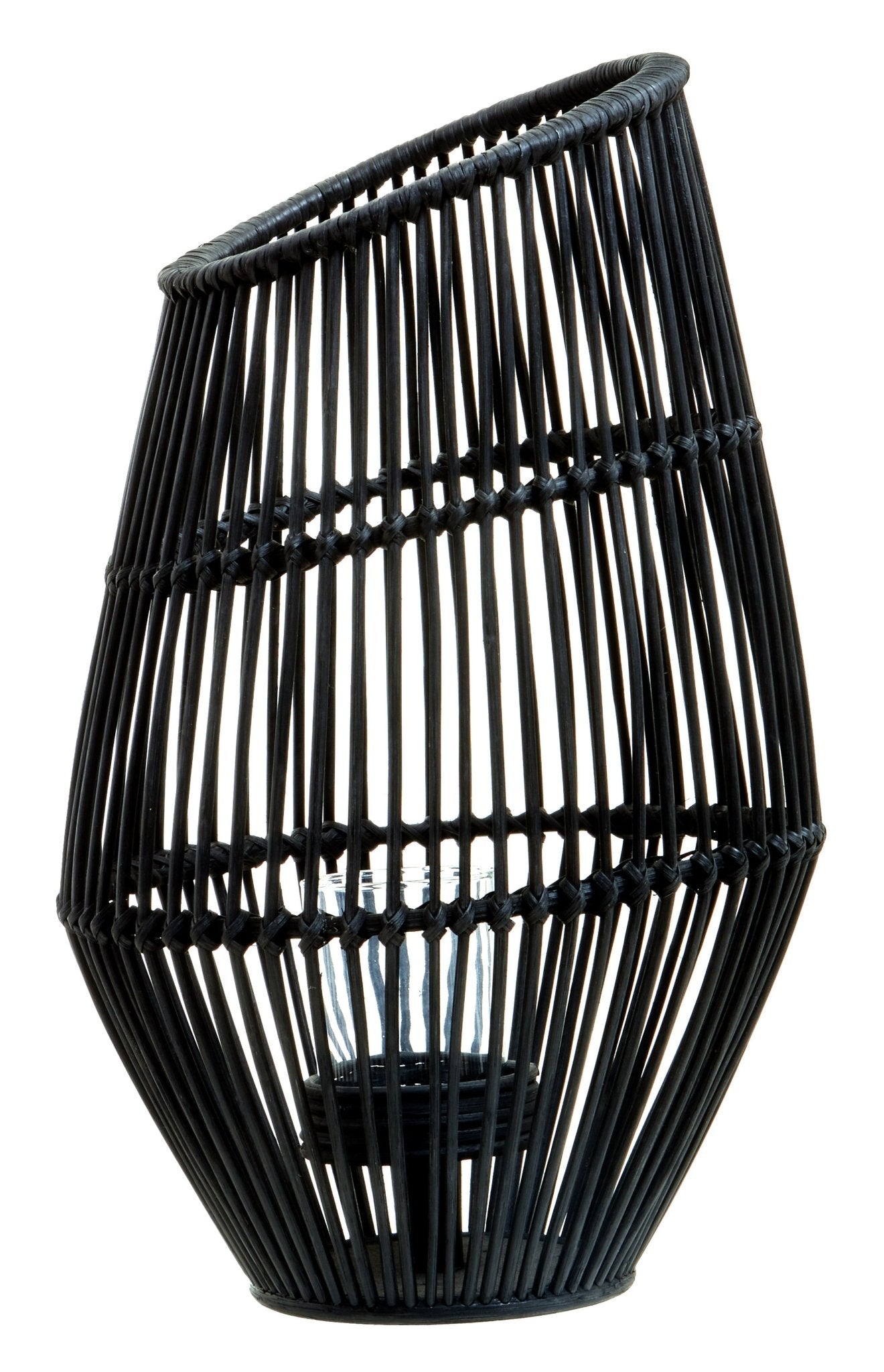Kai Large Black Natural Rattan Lantern - Skandi London