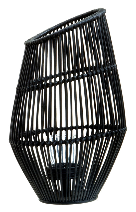Kai Large Black Natural Rattan Lantern - Skandi London