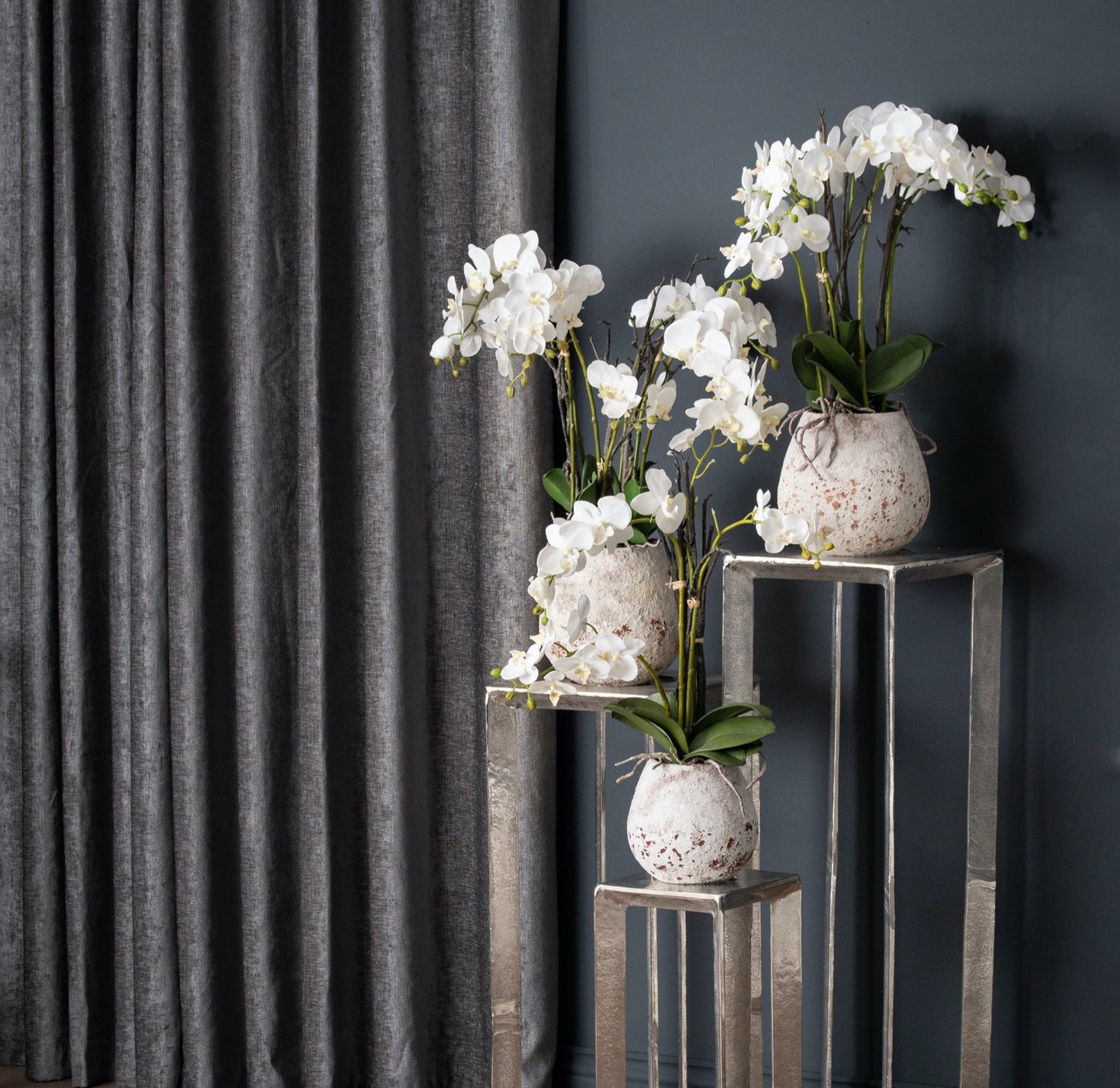 Skandi London White Orchid In Stone Pot - Skandi London