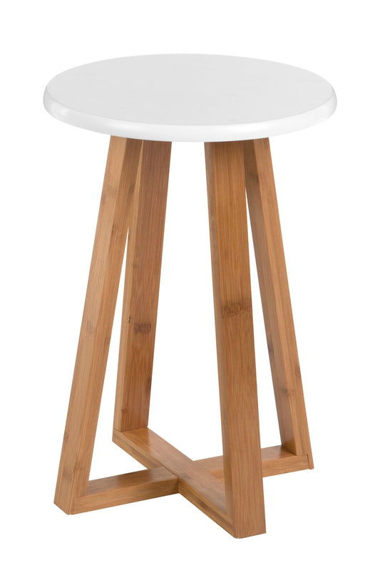 Roscoe White And Natural Bamboo Round Stool - Skandi London