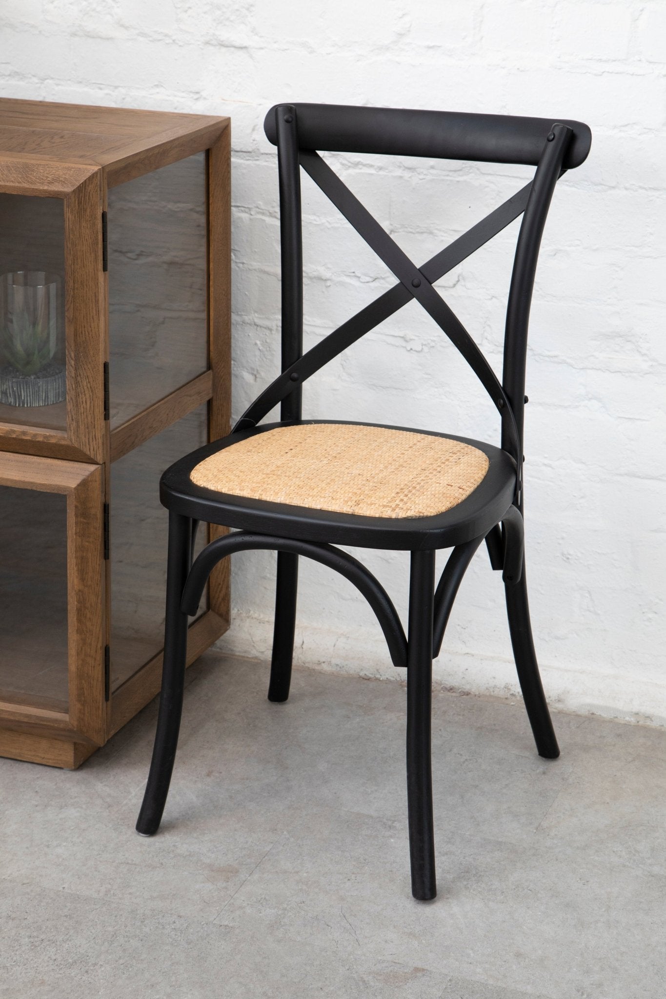 Janica Black Oak Wood Chair with Weave Seat - Skandi London