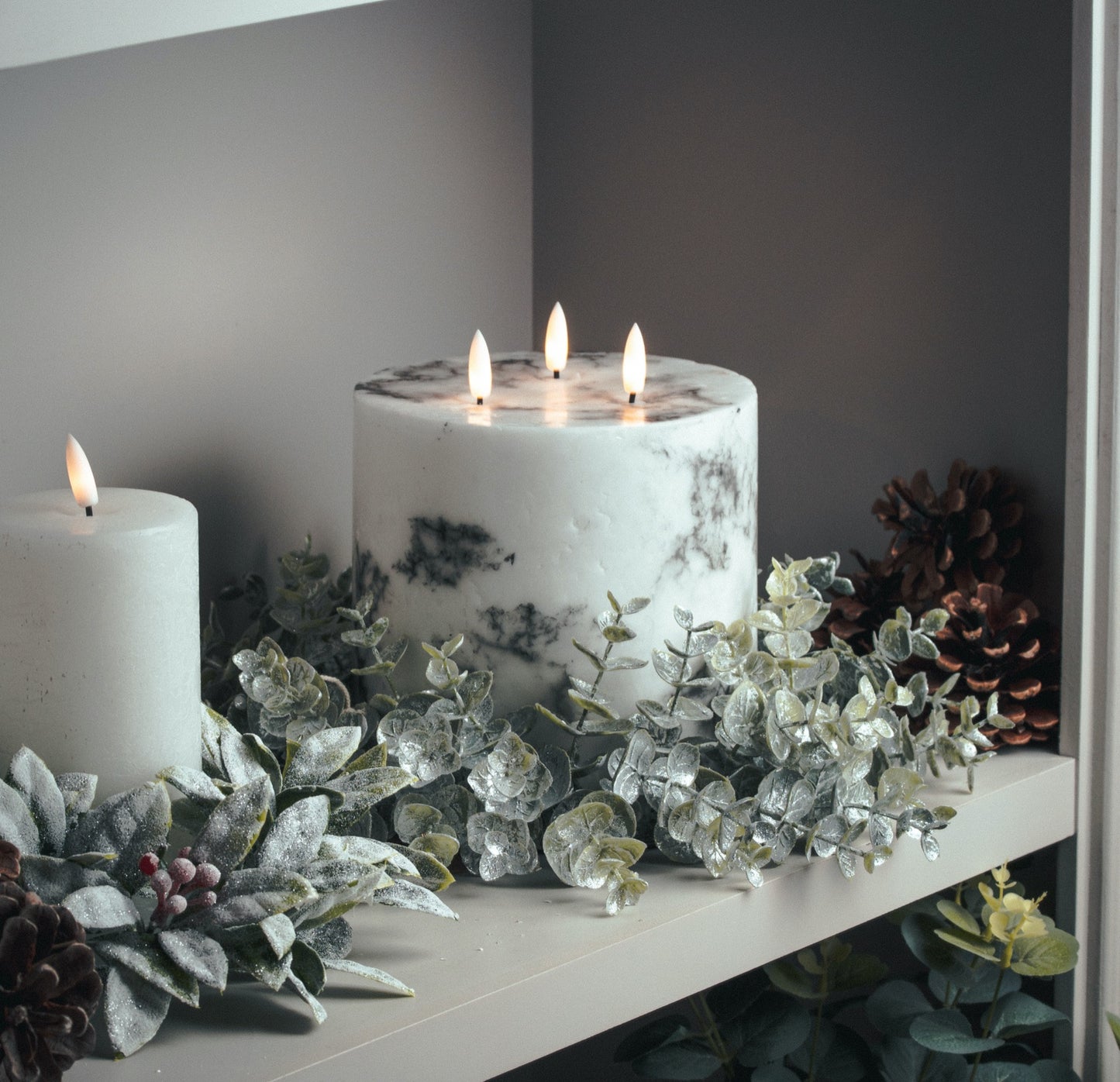 Luksus Collection Natural Glow 6x6 Marble Effect LED Candle - Skandi London