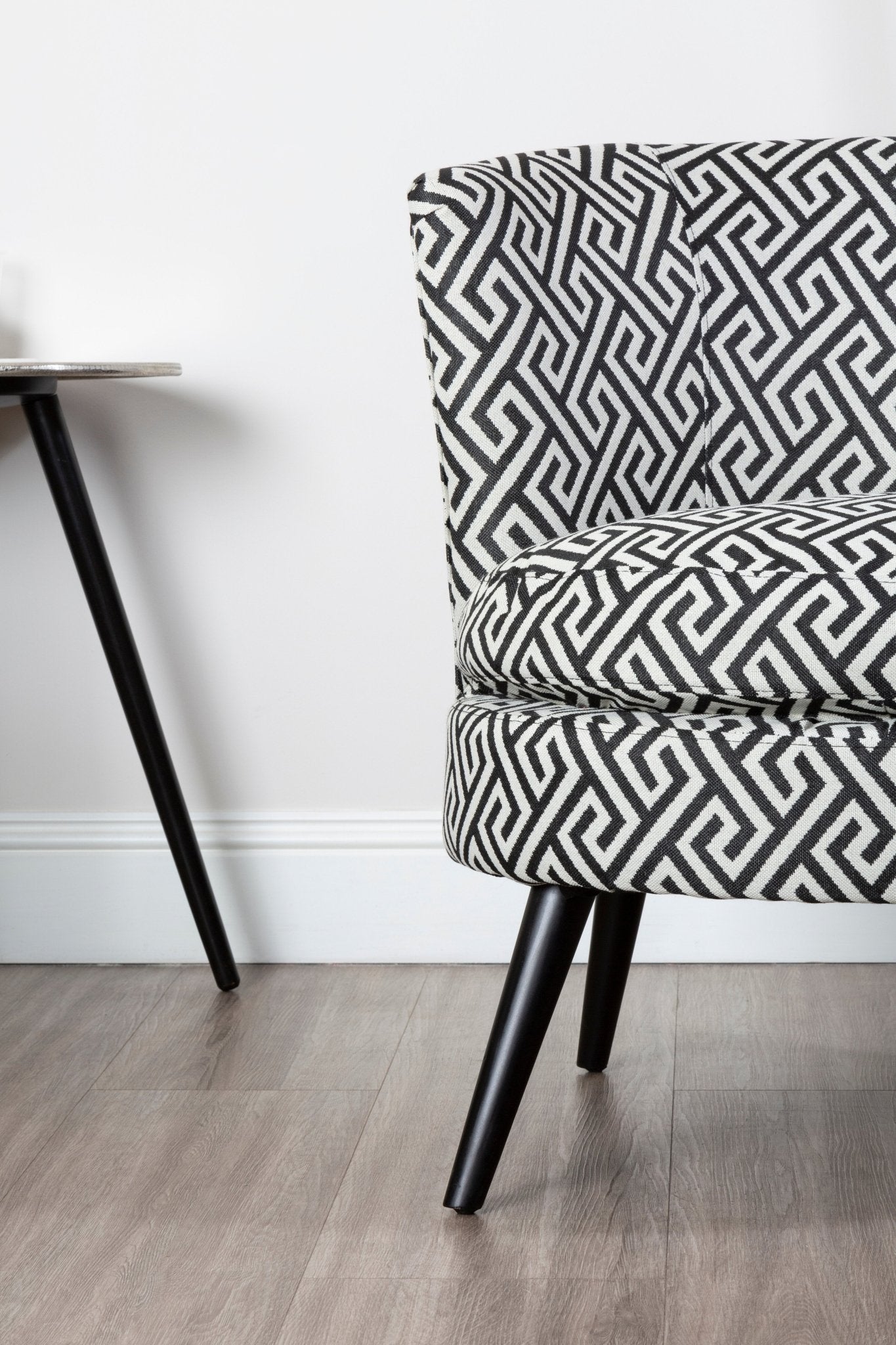 Mariel Round Black And White Round Armchair - Skandi London