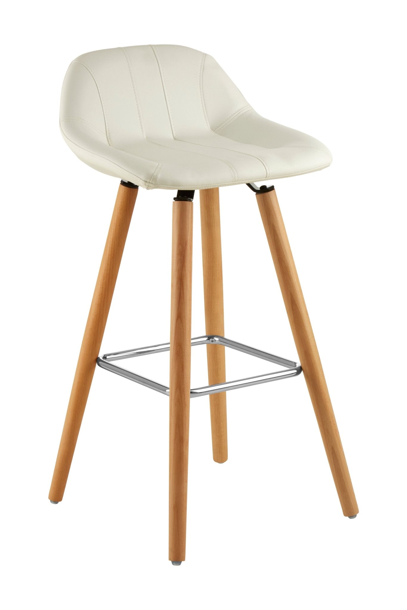 Pelle White Faux Leather Bar Stool - Skandi London