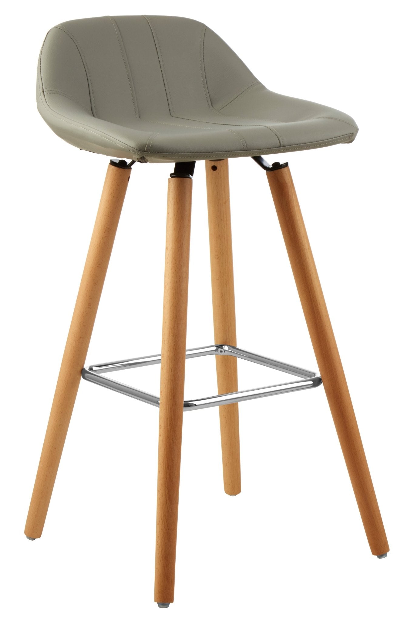 Pelle Grey Faux Leather Bar Stool - Skandi London