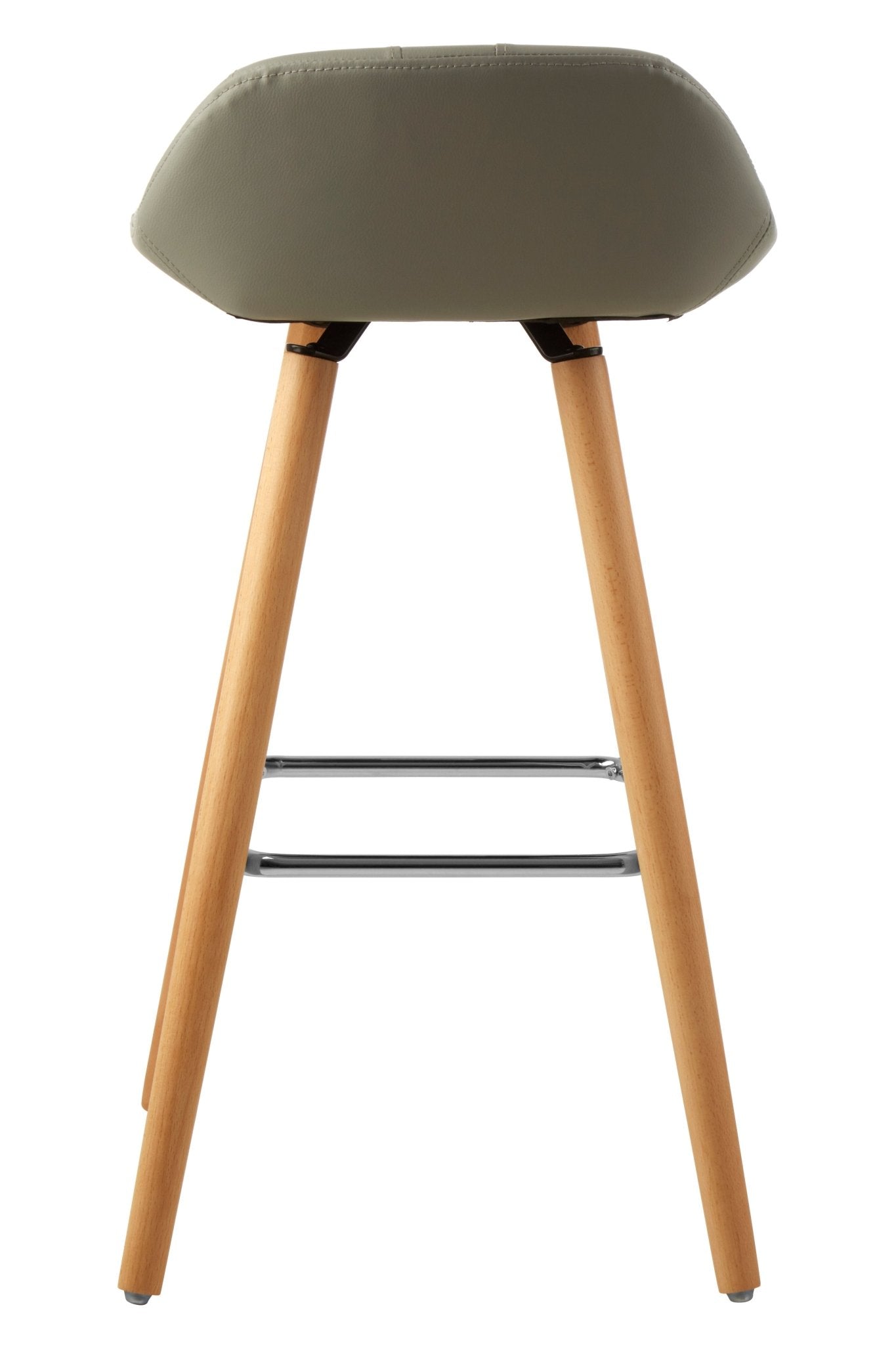 Pelle Grey Faux Leather Bar Stool - Skandi London