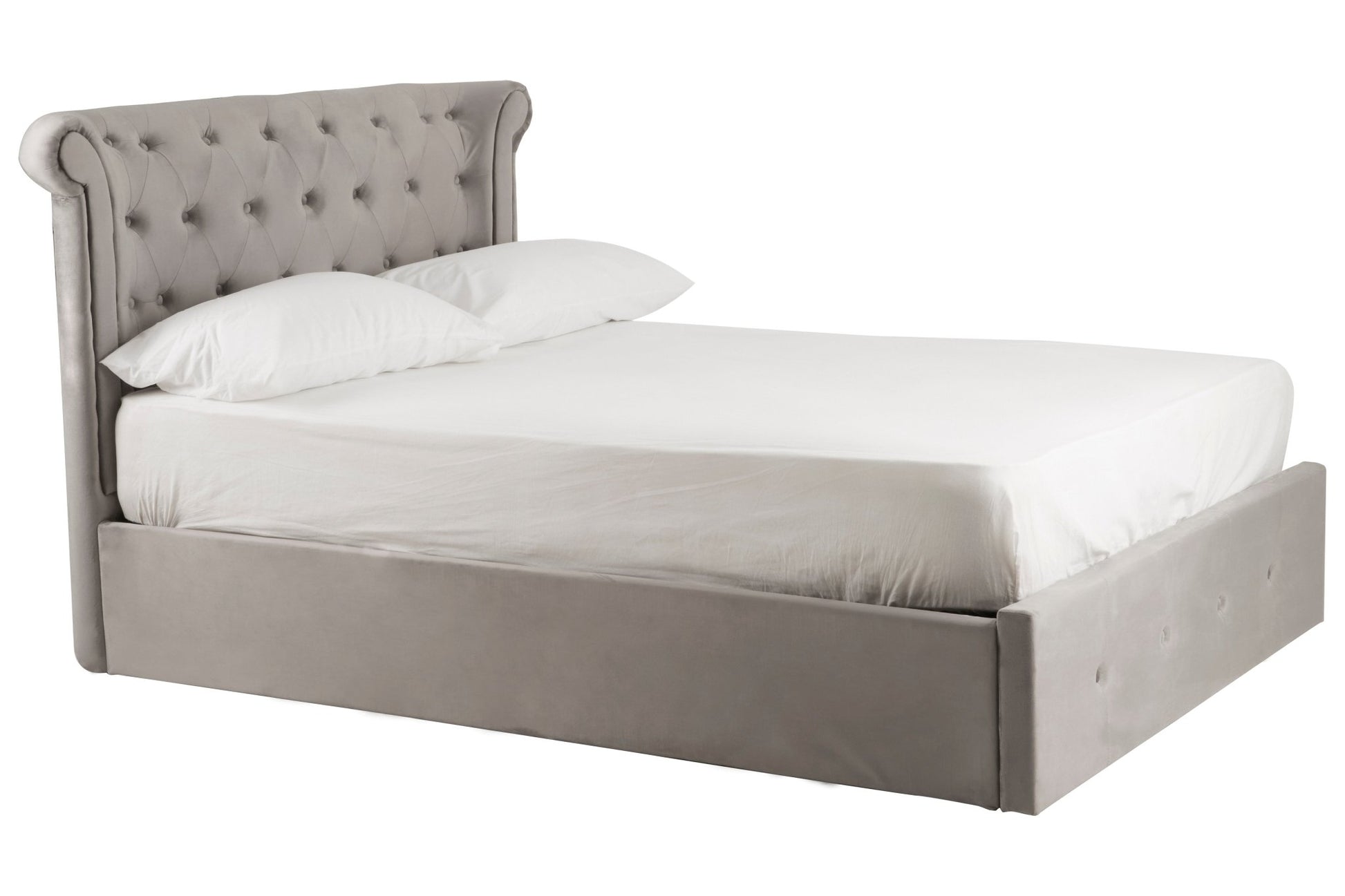 Darby Steel Velvet Double Ottoman Bed - Skandi London
