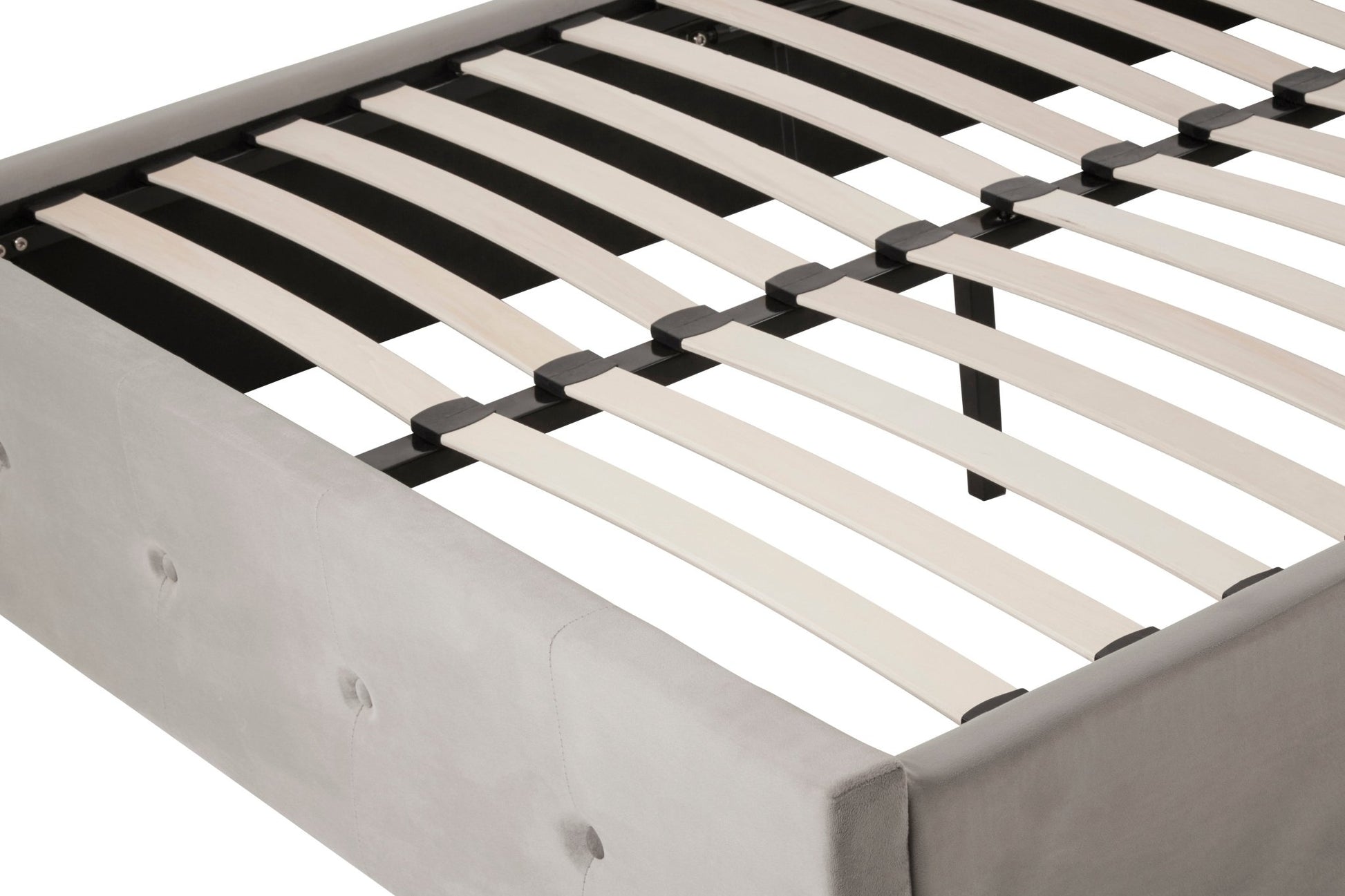 Darby Steel Velvet Double Ottoman Bed - Skandi London