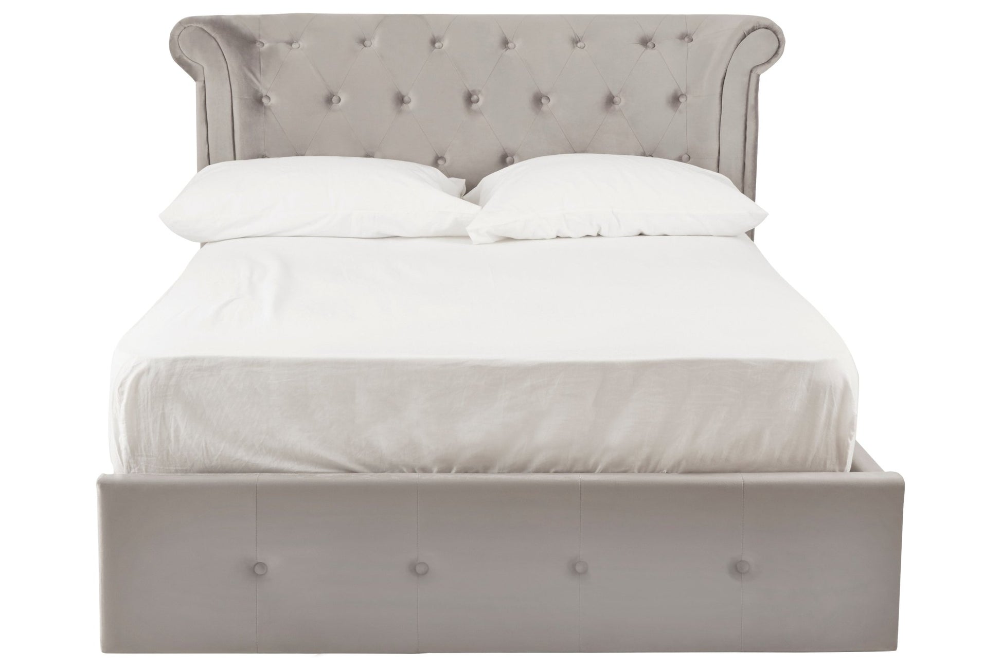 Darby Steel Velvet Double Ottoman Bed - Skandi London