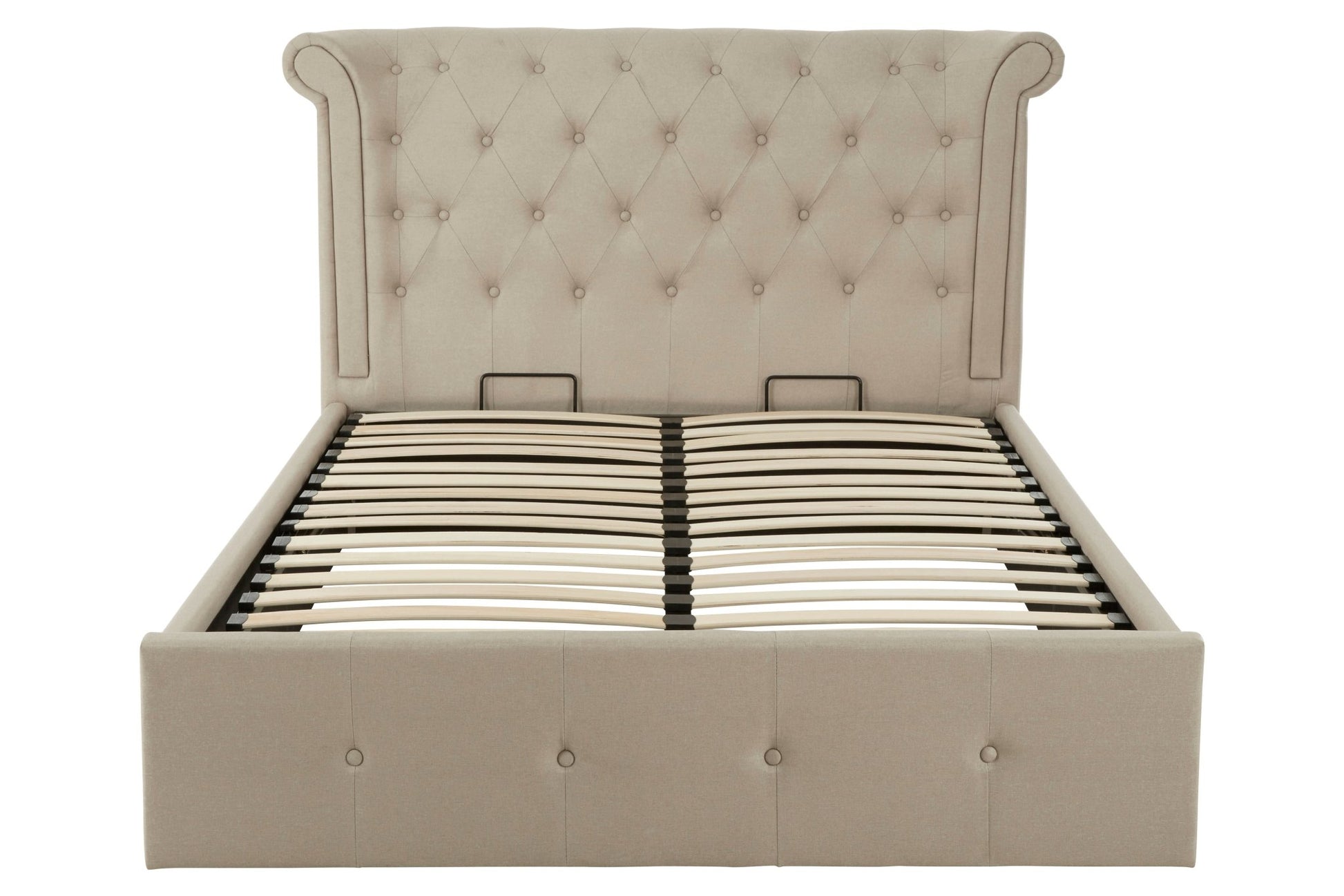 Darby Beige Double Ottoman Bed - Skandi London
