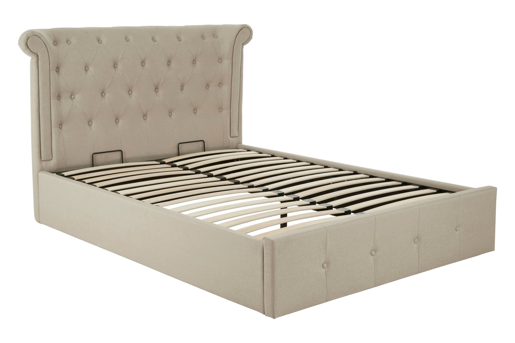 Darby Beige Double Ottoman Bed - Skandi London