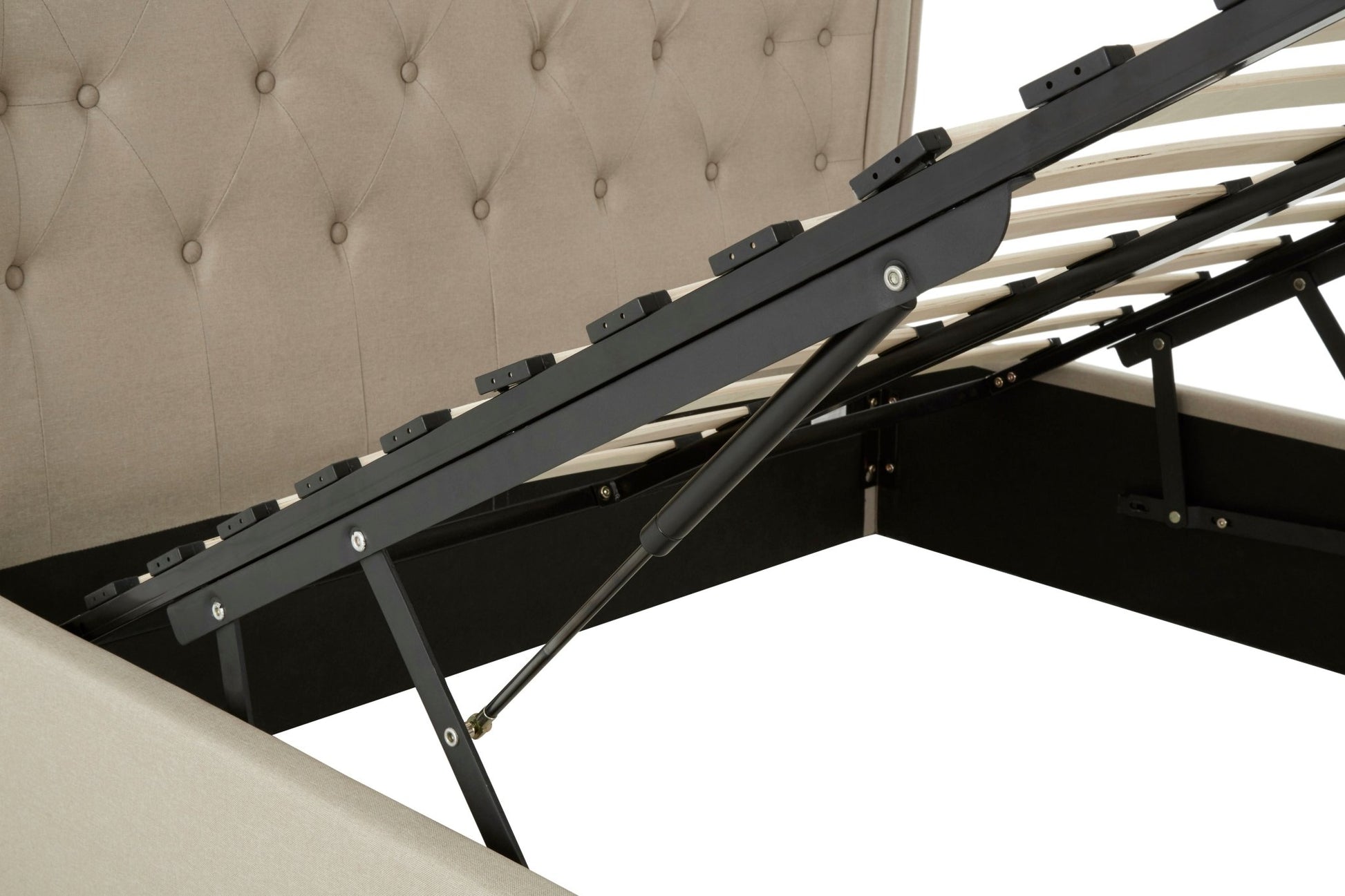 Darby Beige Double Ottoman Bed - Skandi London