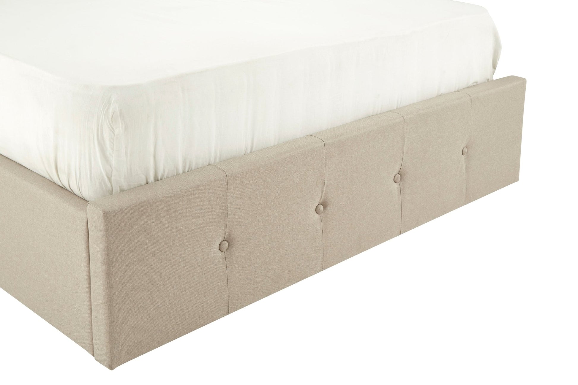 Darby Beige Double Ottoman Bed - Skandi London