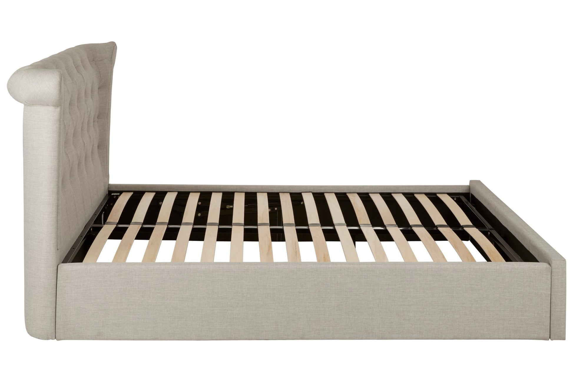 Darby Light Grey Double Ottoman Bed - Skandi London