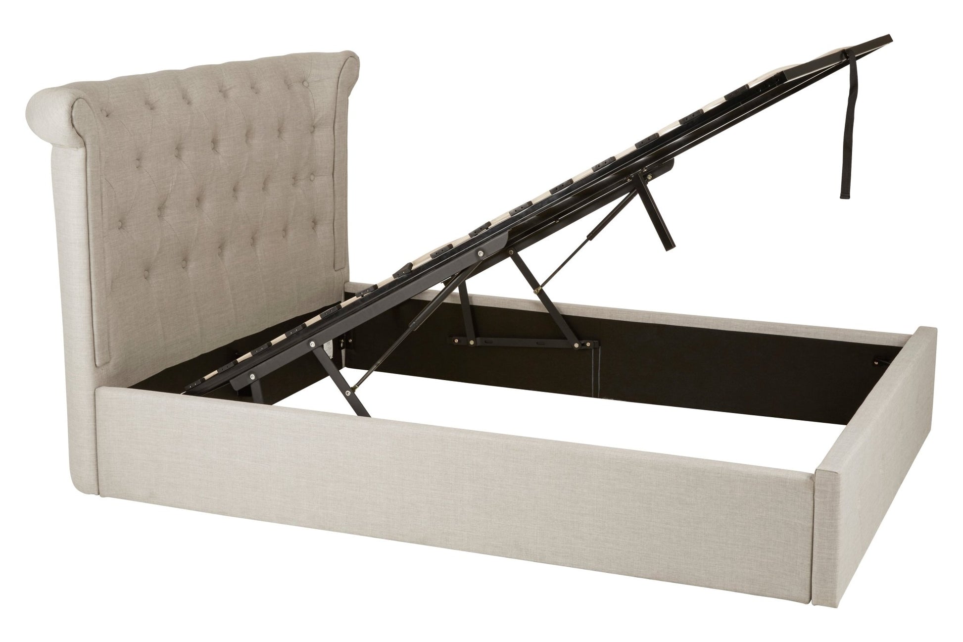 Darby Light Grey Double Ottoman Bed - Skandi London