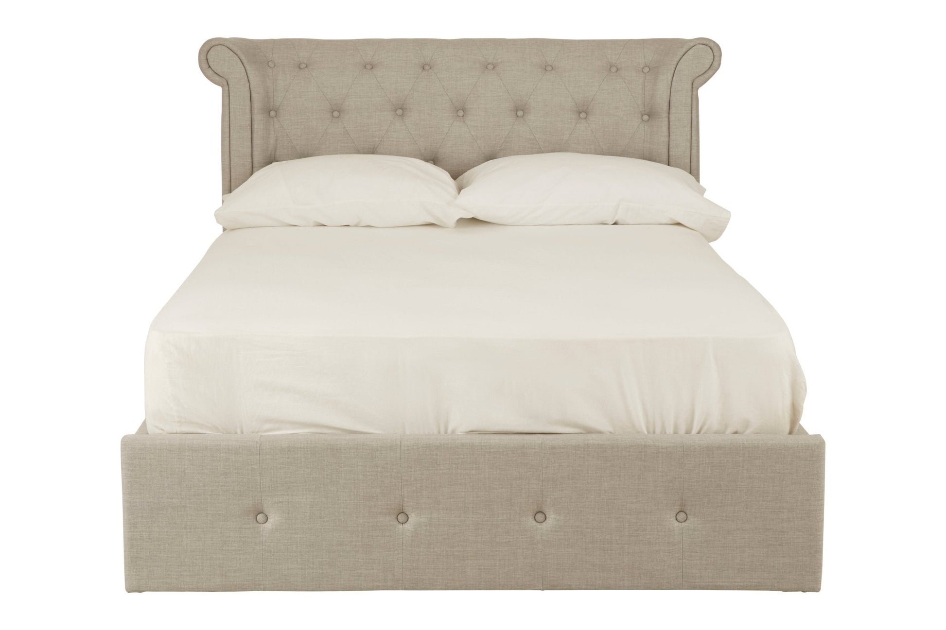 Darby Light Grey Double Ottoman Bed - Skandi London