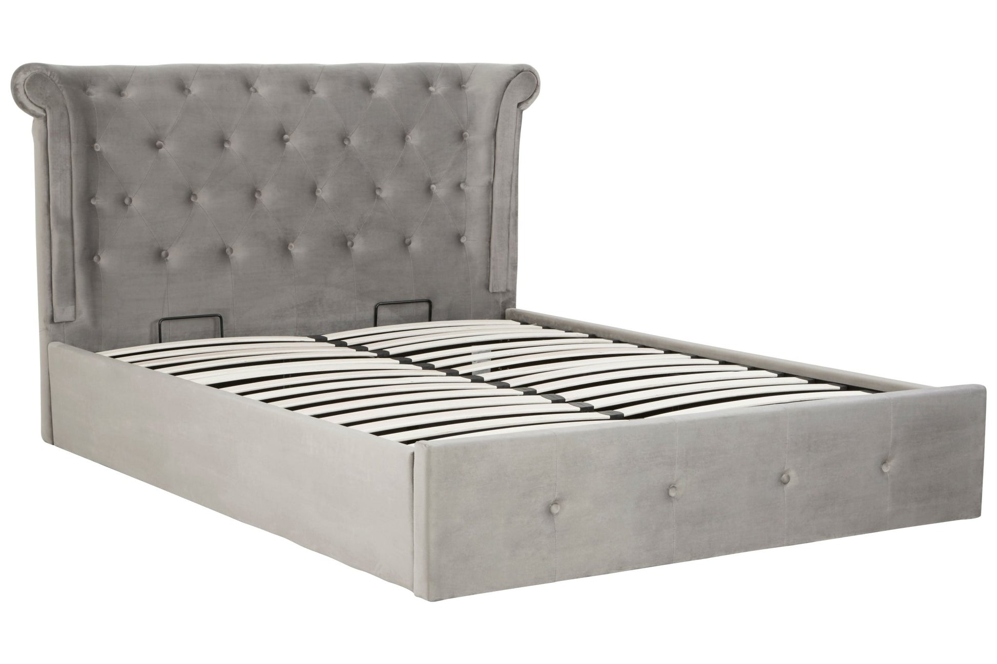 Darby Kingsize Grey Brush Velvet Ottoman Bed - Skandi London