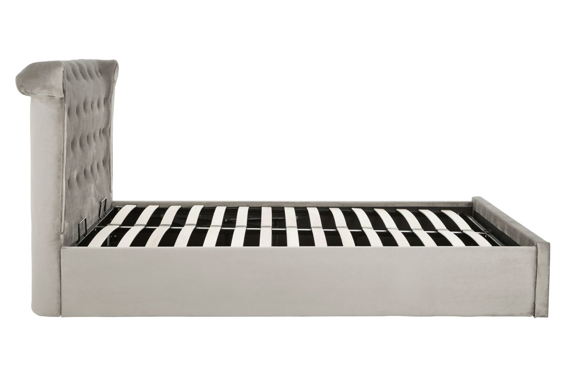 Darby Kingsize Grey Brush Velvet Ottoman Bed - Skandi London