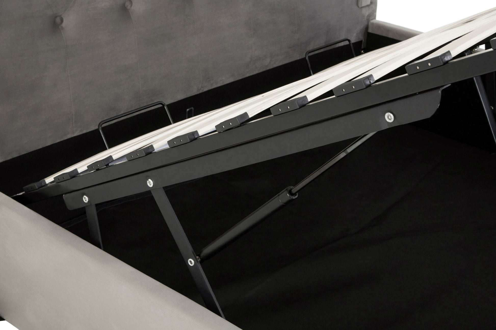 Darby Kingsize Grey Brush Velvet Ottoman Bed - Skandi London