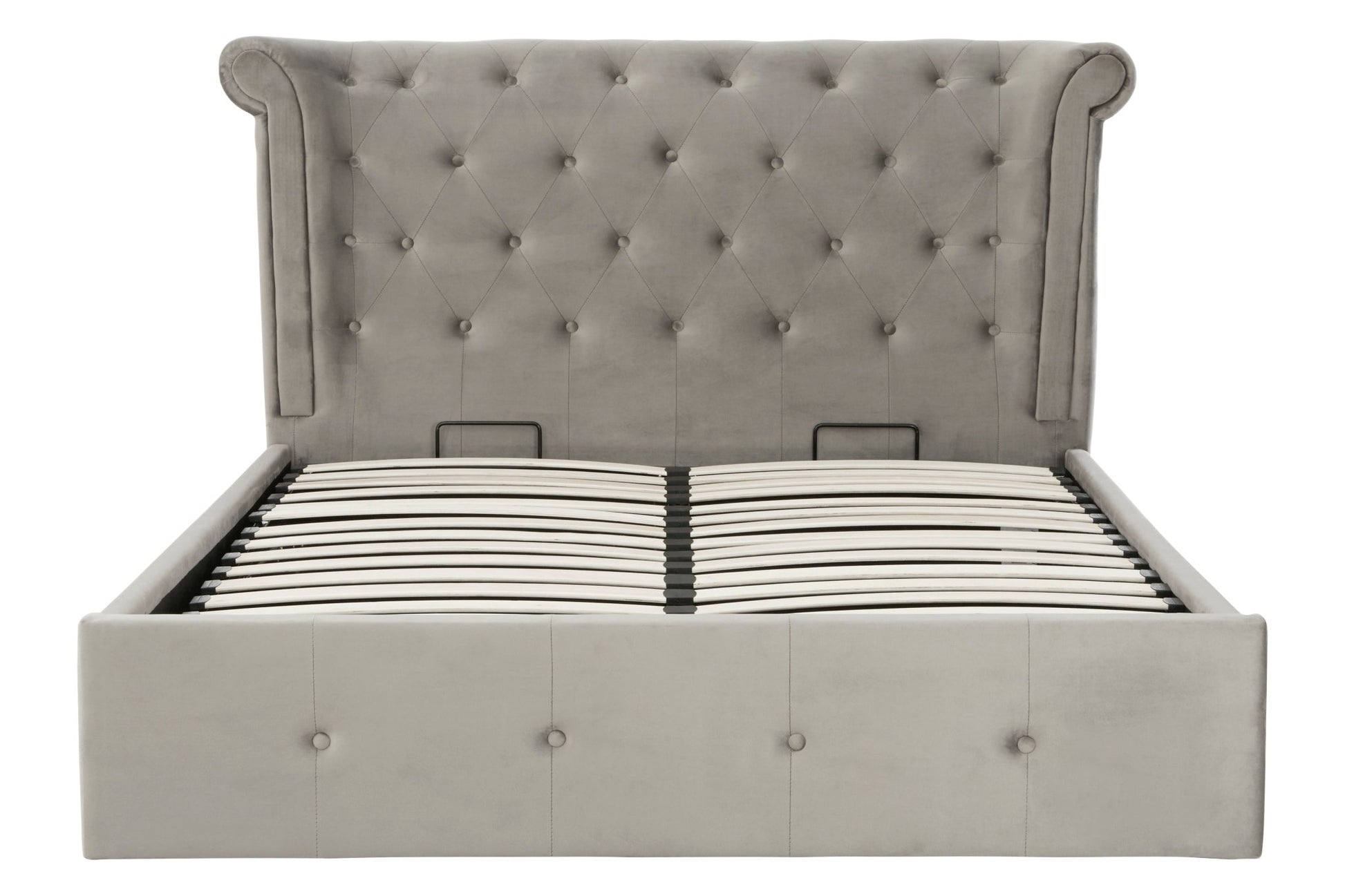 Darby Kingsize Grey Brush Velvet Ottoman Bed - Skandi London