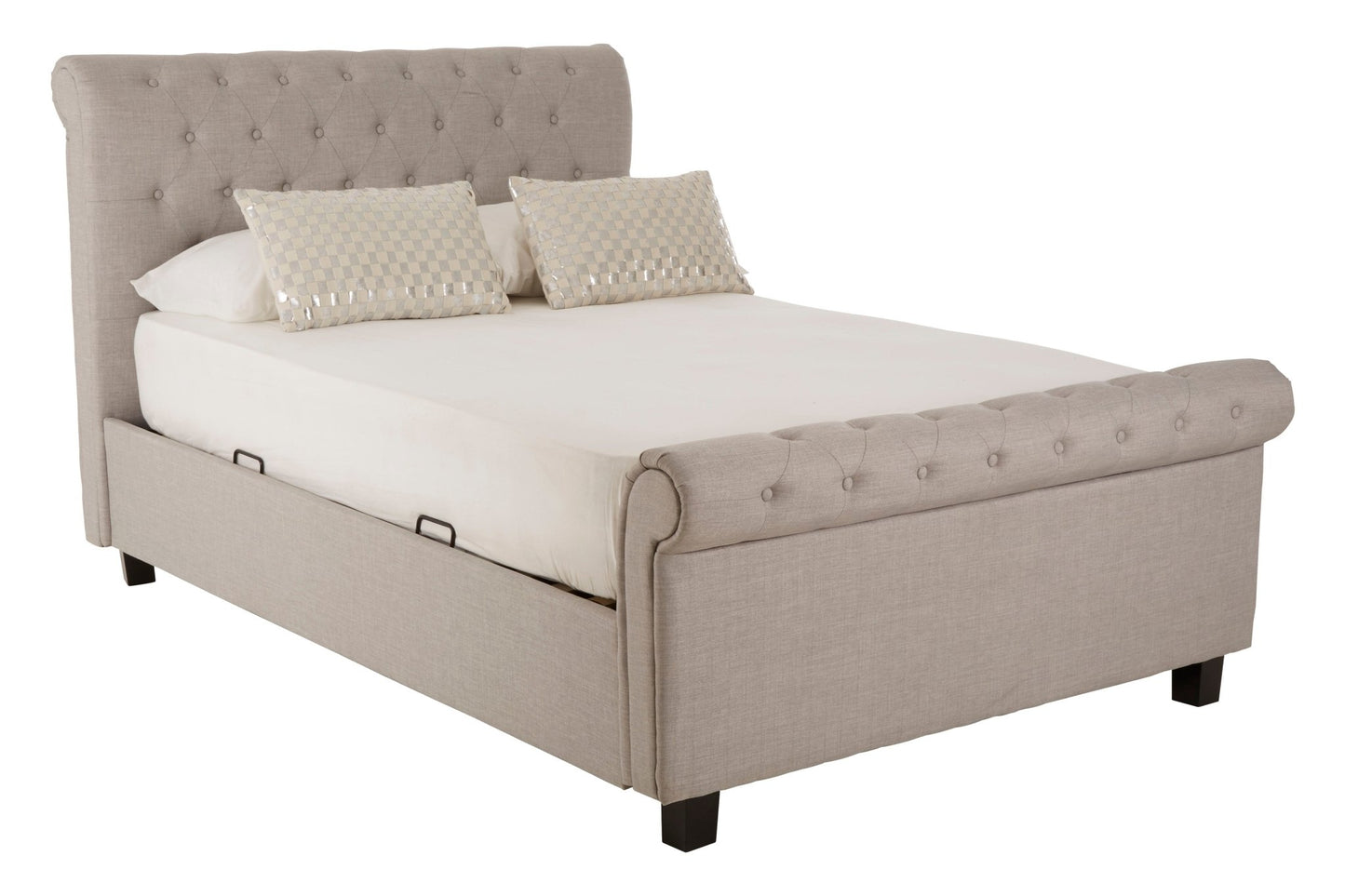 Lamont Light Grey Double Ottoman Bed - Skandi London