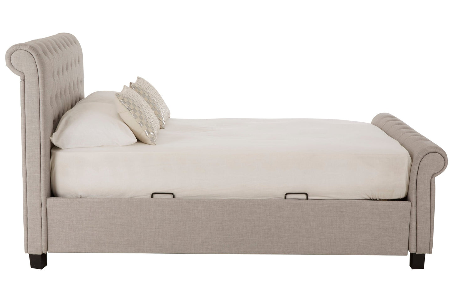 Lamont Light Grey Double Ottoman Bed - Skandi London