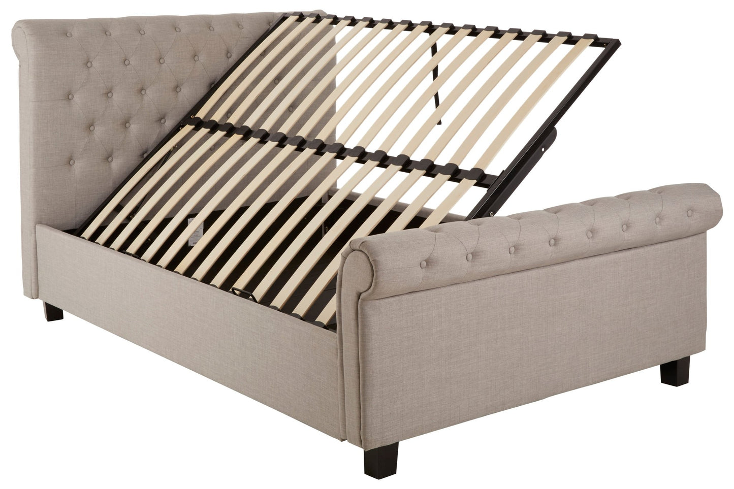 Lamont Light Grey Double Ottoman Bed - Skandi London