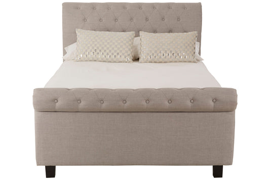 Lamont Light Grey Double Ottoman Bed - Skandi London