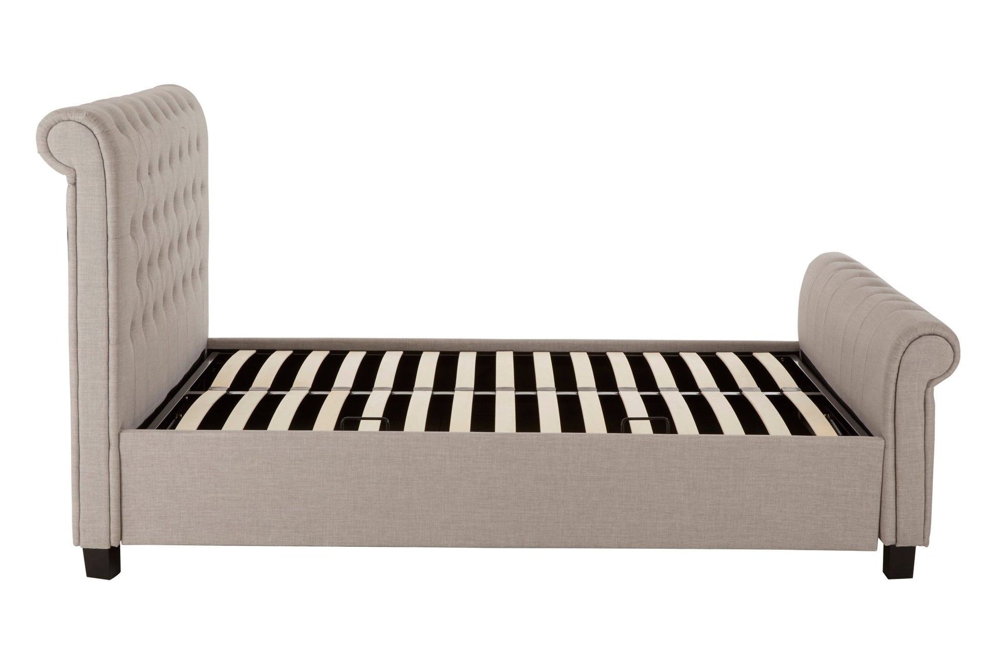 Lamont Light Grey Kingsize Ottoman Bed - Skandi London