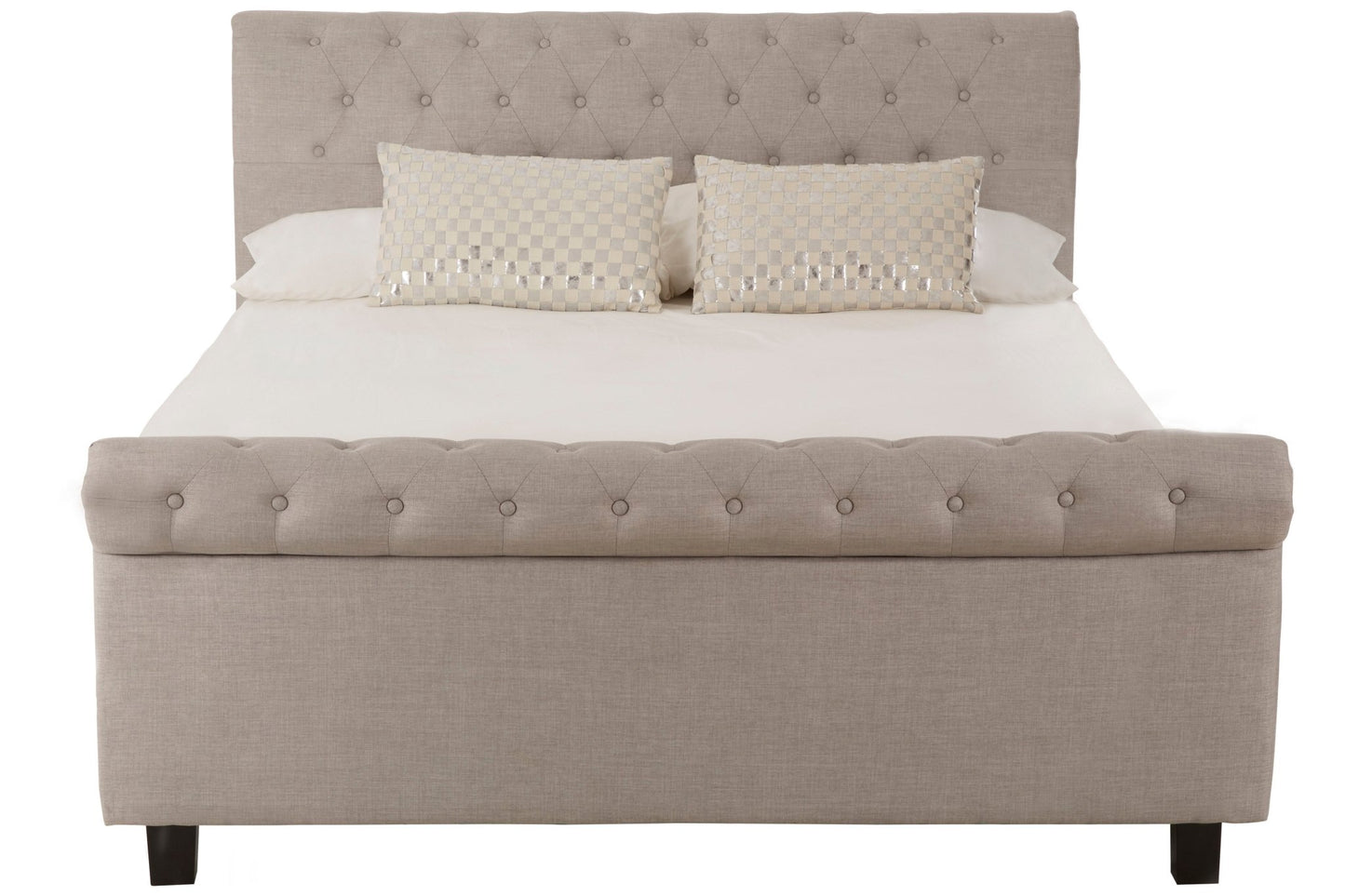 Lamont Light Grey Kingsize Ottoman Bed - Skandi London