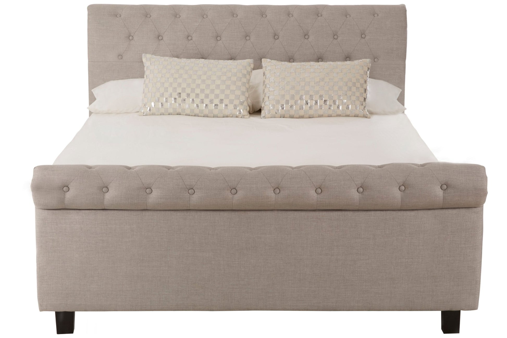 Lamont Light Grey Kingsize Ottoman Bed - Skandi London