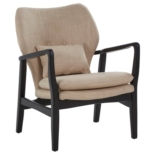 Pelle Beige Chair With Black Wooden Frame - Skandi London