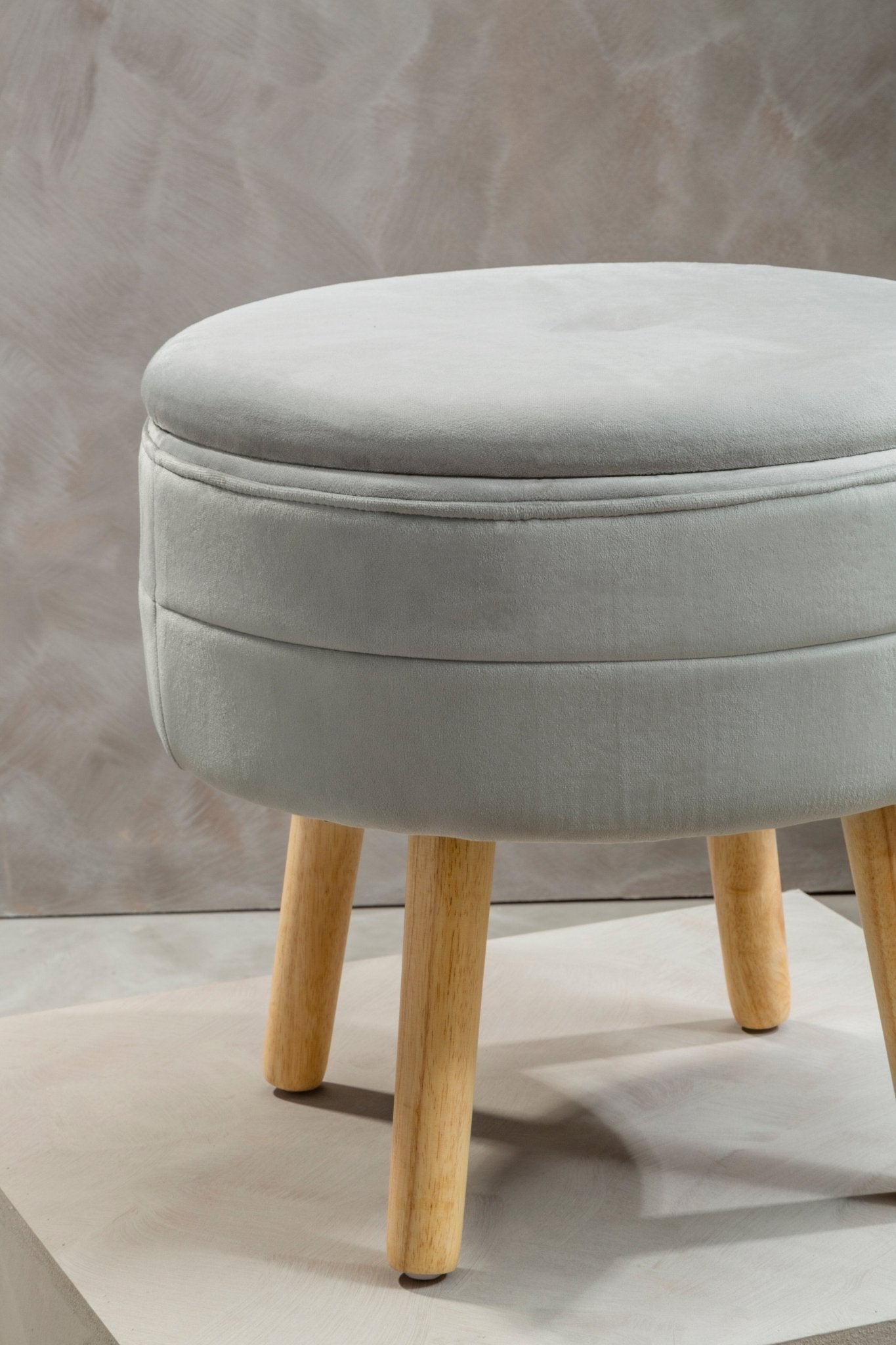 Gunhilda Grey Velvet Stool - Skandi London