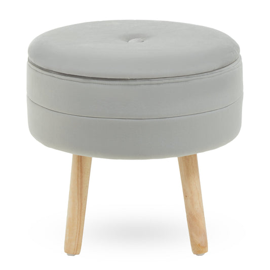 Gunhilda Grey Velvet Stool - Skandi London