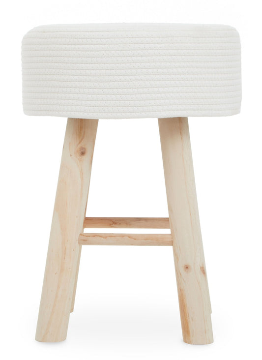 Ingmar White Cotton Rope Stool - Skandi London