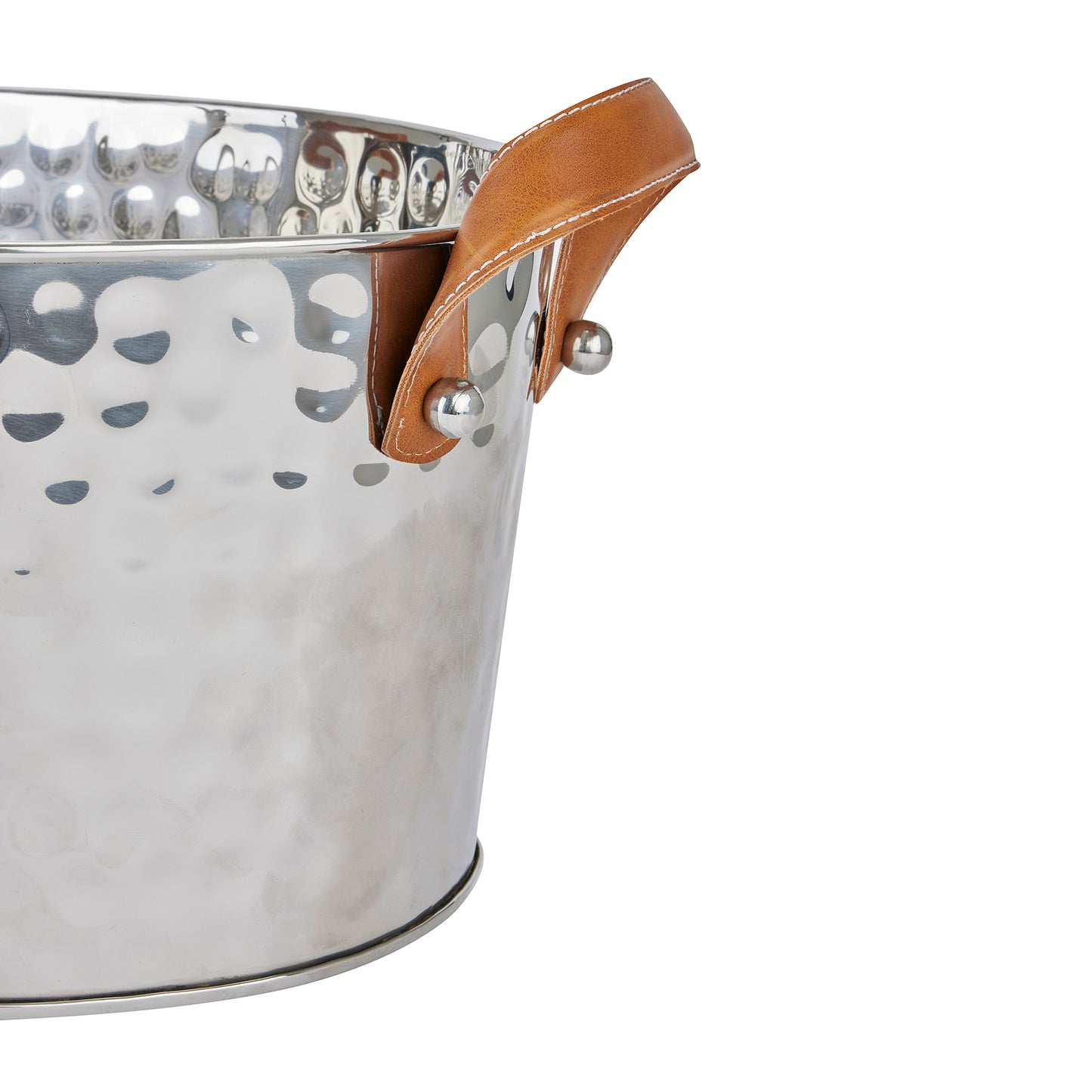 Skandi London Silver Large Leather Handled Champagne Cooler - Skandi London