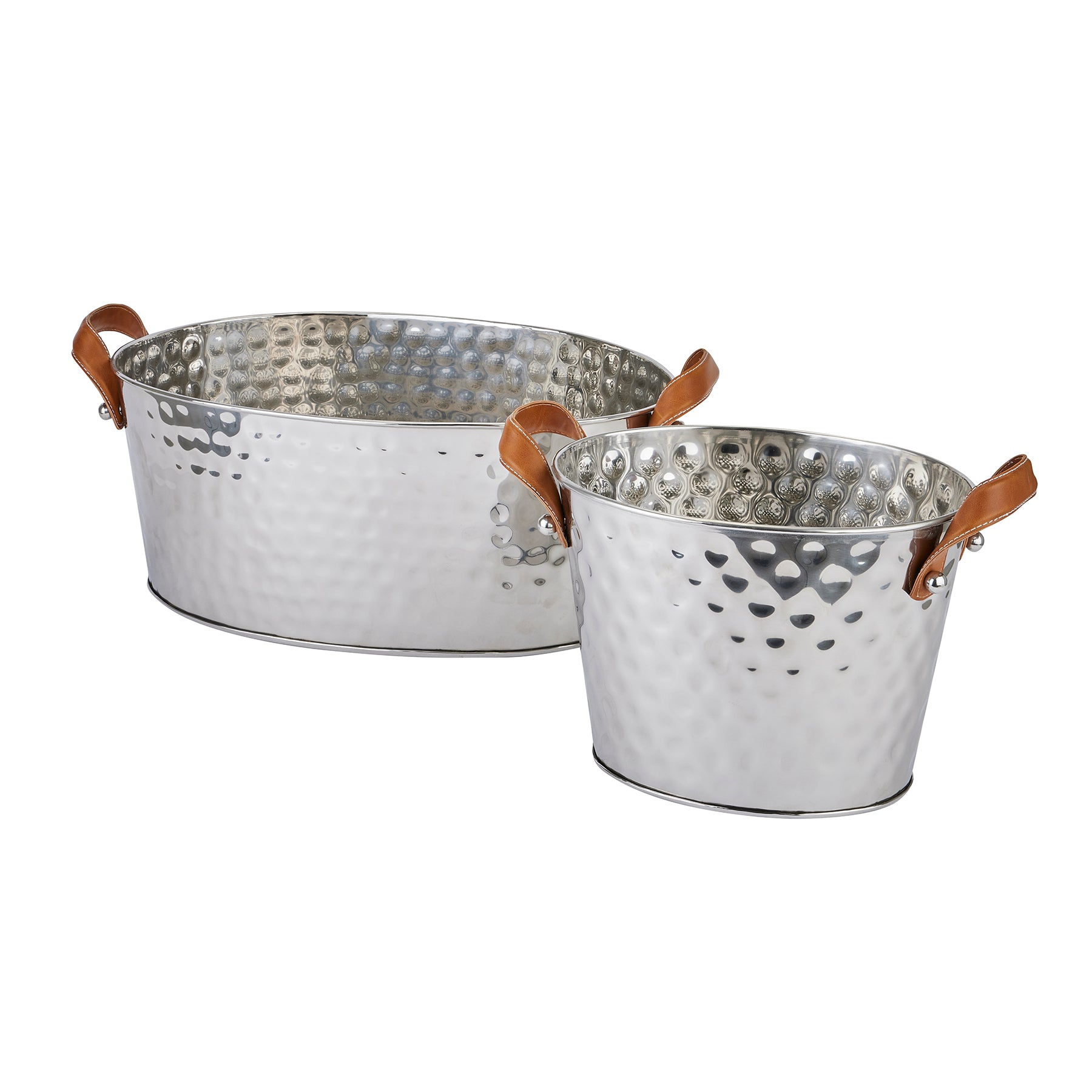 Skandi London Silver Large Leather Handled Champagne Cooler - Skandi London