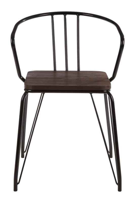 Dahlia Black Metal And Elm Wood Arm Chair - Skandi London